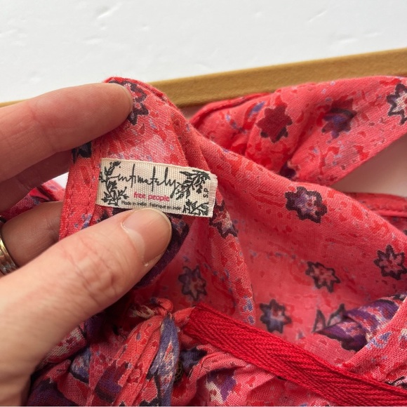 Intimately Free People Red Floral Dress Small Petite - Picture 4 of 6